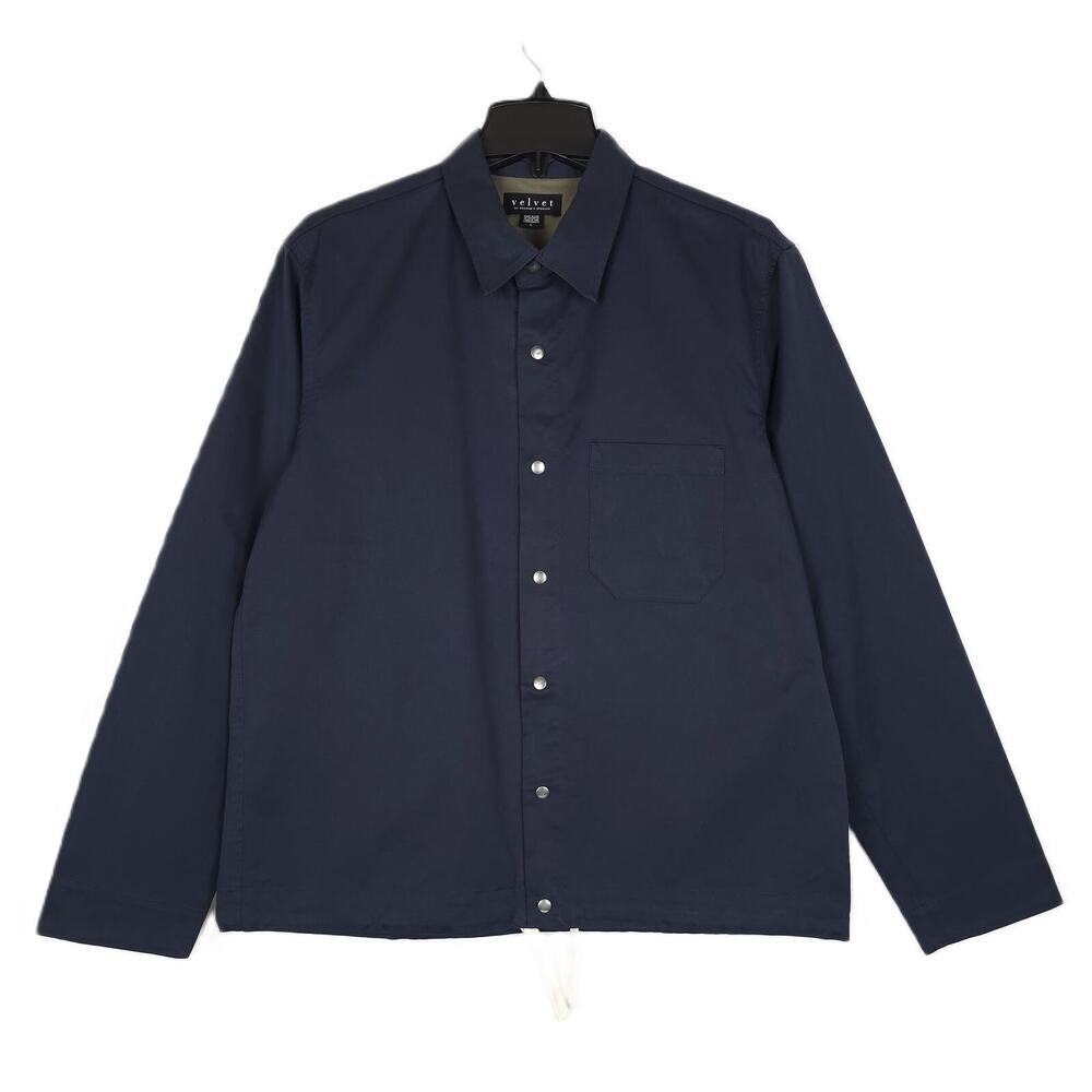 Velvet by Graham & Spencer Mens Jacob Overshirt Sz Large Navy Snap Closure NWT